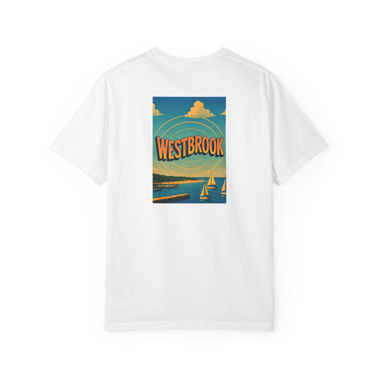 Westbrook Connecticut Vintage Retro Back Printed Art Series Cotton Tee - Black Logo