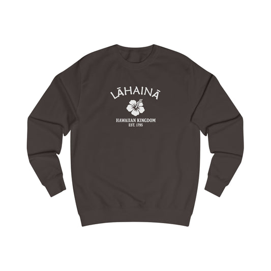 Lahaina Hawaii Vintage Retro Premium Crewneck Sweatshirt - White Logo - Bottle Green