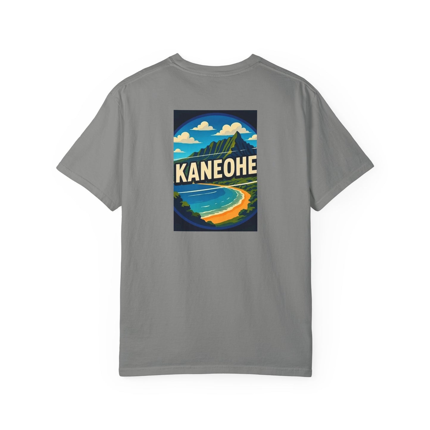 Kaneohe Hawaii Vintage Retro Back Printed Art Series Cotton Tee - Black Logo