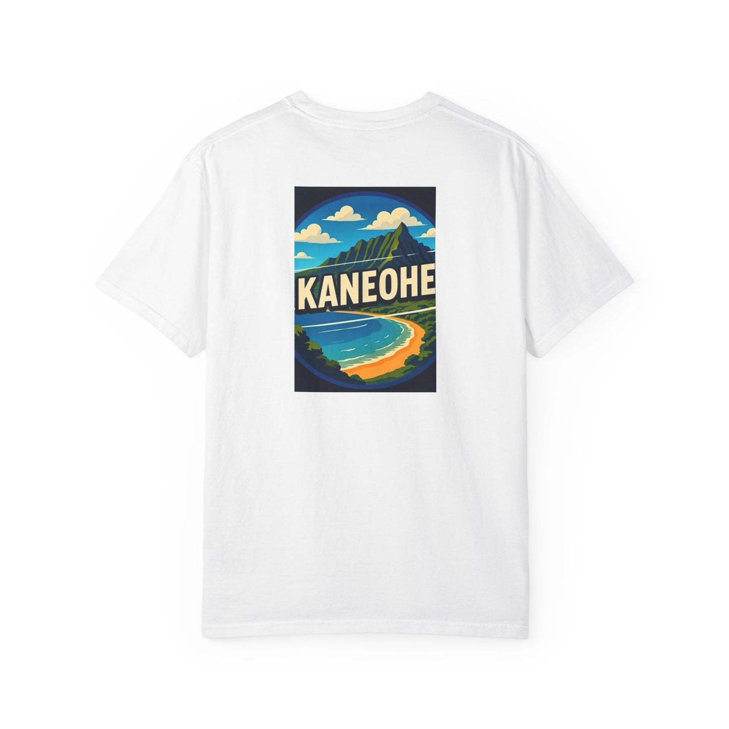 Kaneohe Hawaii Vintage Retro Back Printed Art Series Cotton Tee - Black Logo
