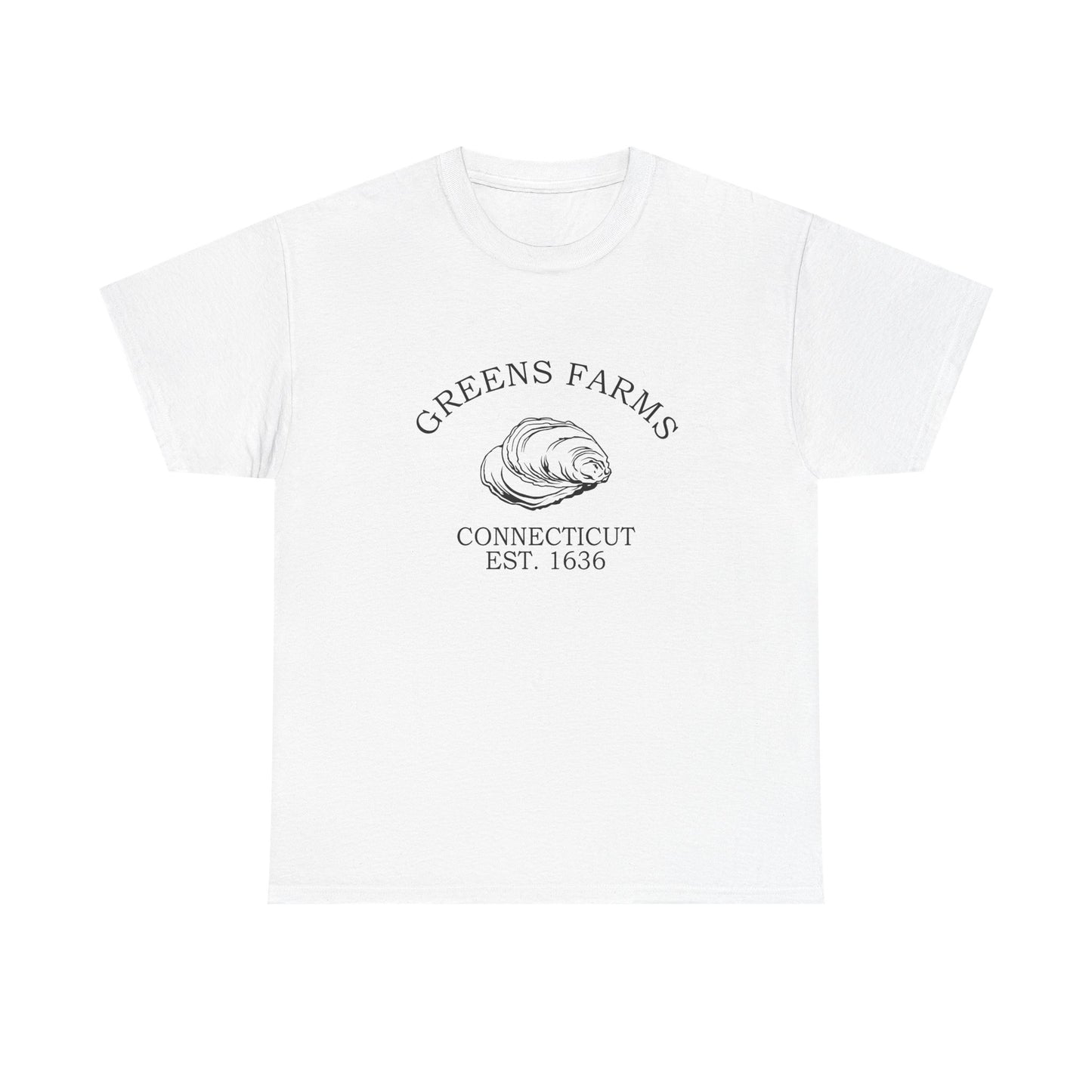 Greens Farms Connecticut Vintage Retro Unisex Heavy Cotton Tee - Black Logo