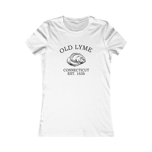 Old Lyme Connecticut Vintage Retro Womens Fitted Ringspun Cotton Tee - Black Logo
