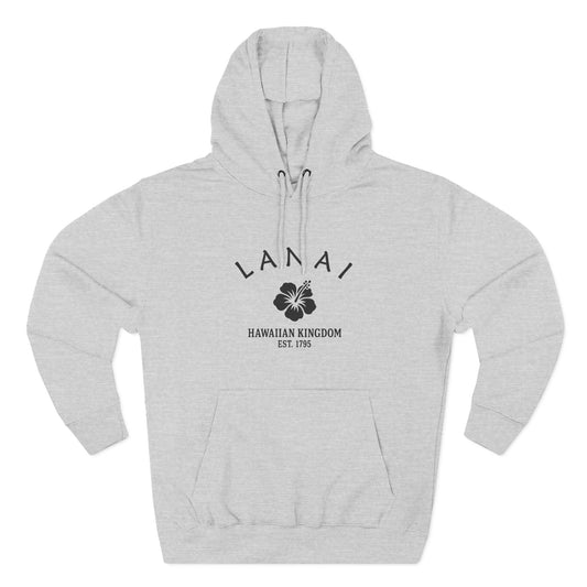 Lanai Hawaii Vintage Retro Unisex Heavy Cotton Hoodie - Black Logo