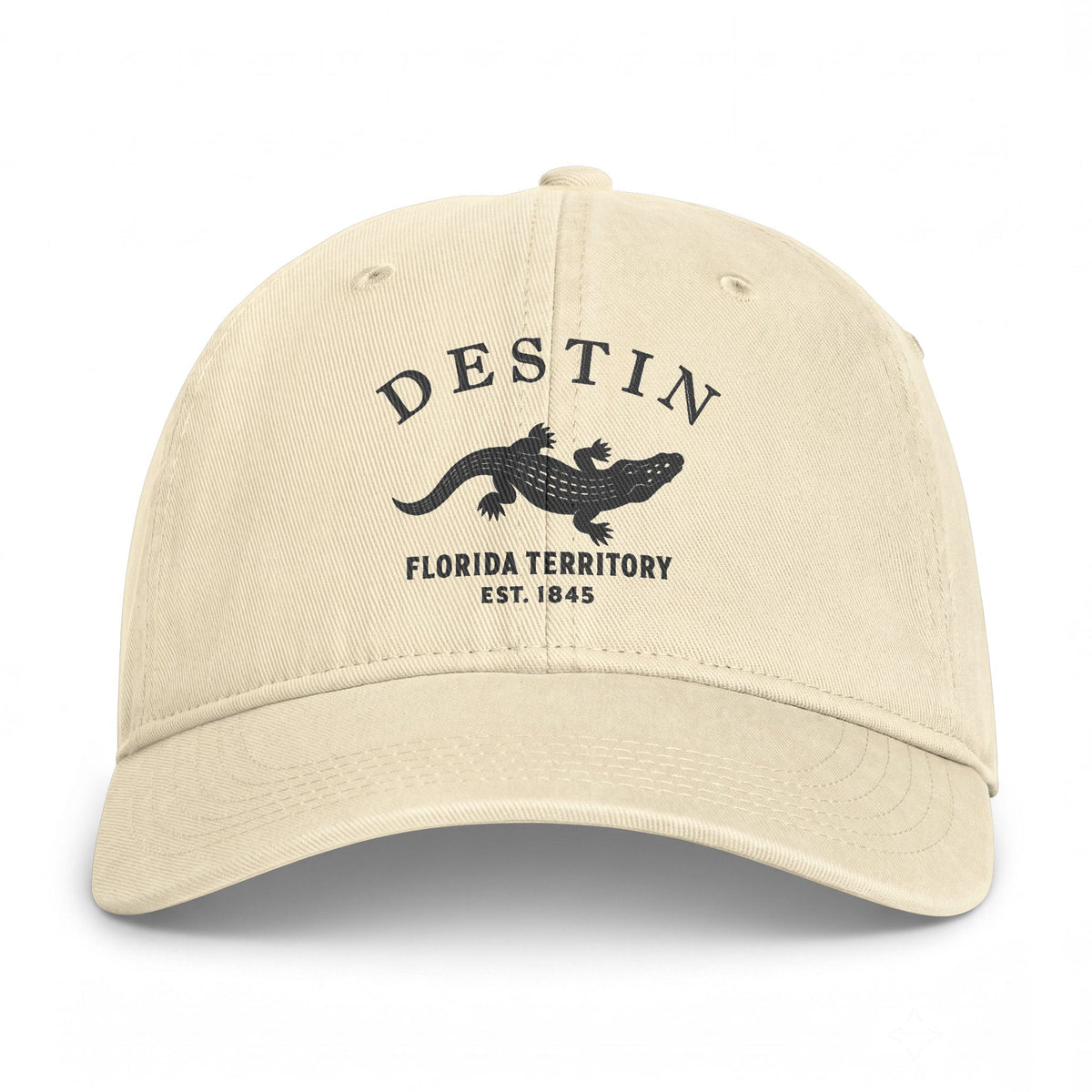 Destin Florida Distressed Cotton Cap - Charcoal Print Logo