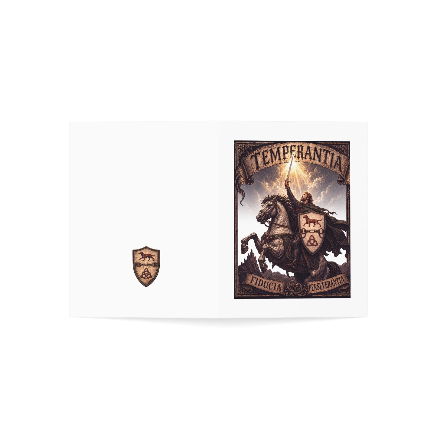 №108 Knight Crest Blank Card Set · Live Your Best Knight · Temperantia Fiducia Perseverantia