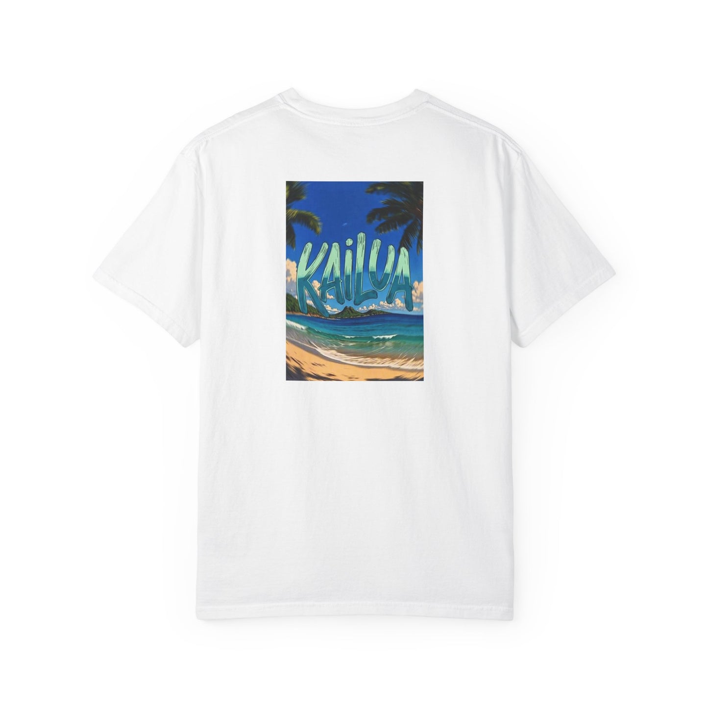 Kailua Hawaii Vintage Retro Back Printed Art Series Cotton Tee - Black Logo