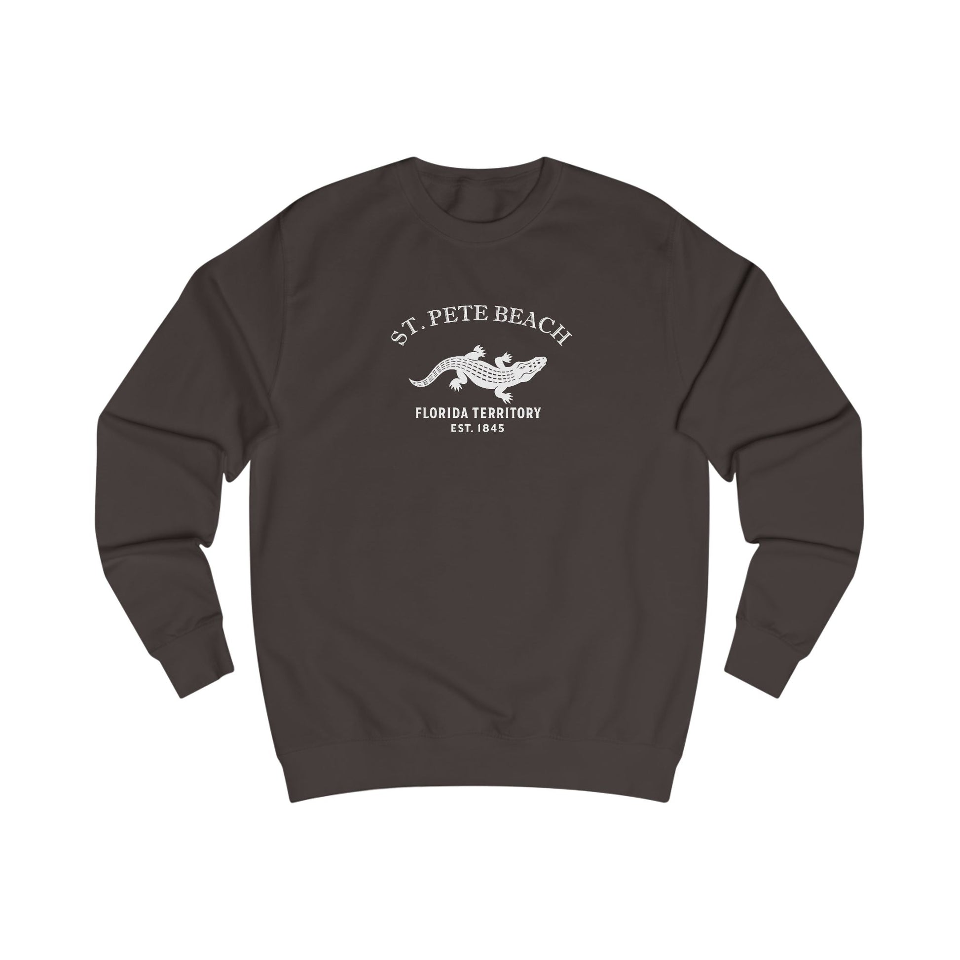 St Pete Beach Florida Vintage Retro Premium Crewneck Sweatshirt - White Logo - Bottle Green