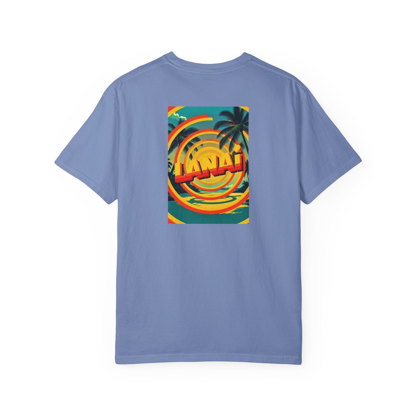 Lanai Hawaii Vintage Retro Back Printed Art Series Cotton Tee - Black Logo