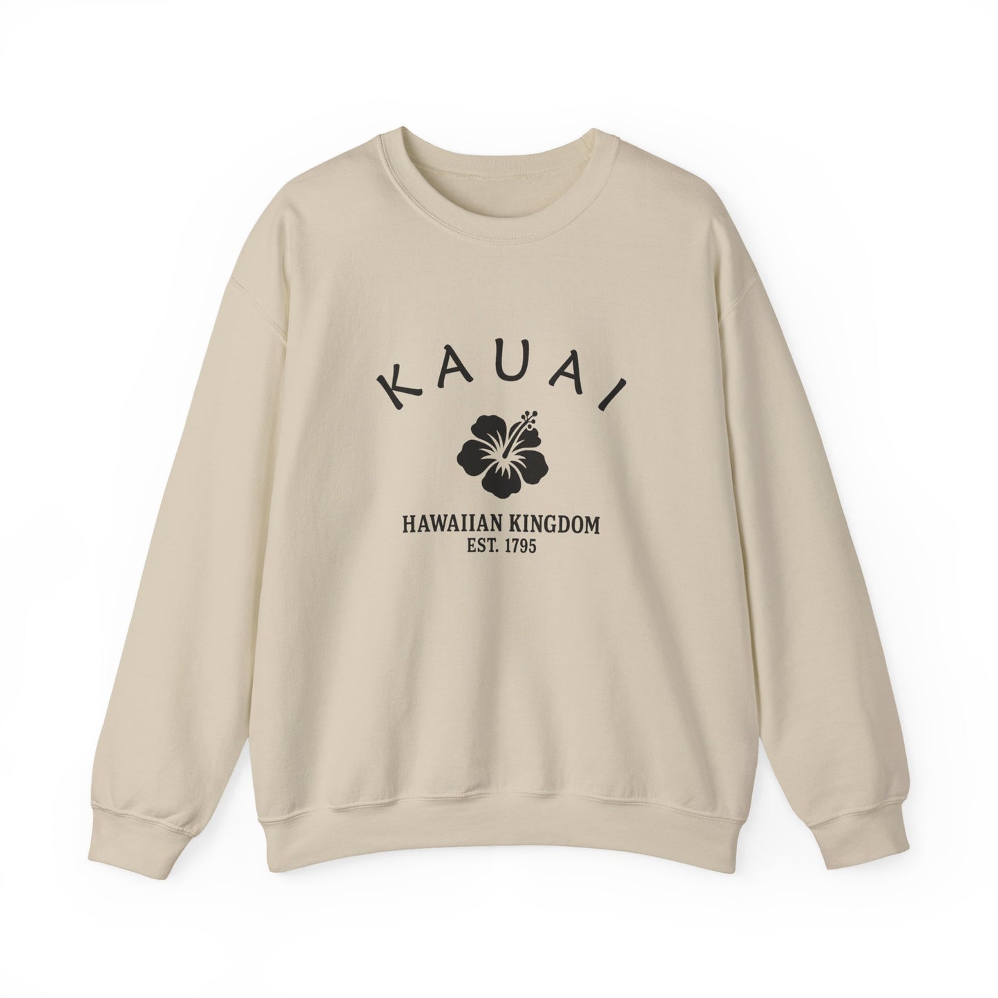 Kauai Hawaii Vintage Retro Unisex Heavy Crewneck Sweatshirt - Black Logo