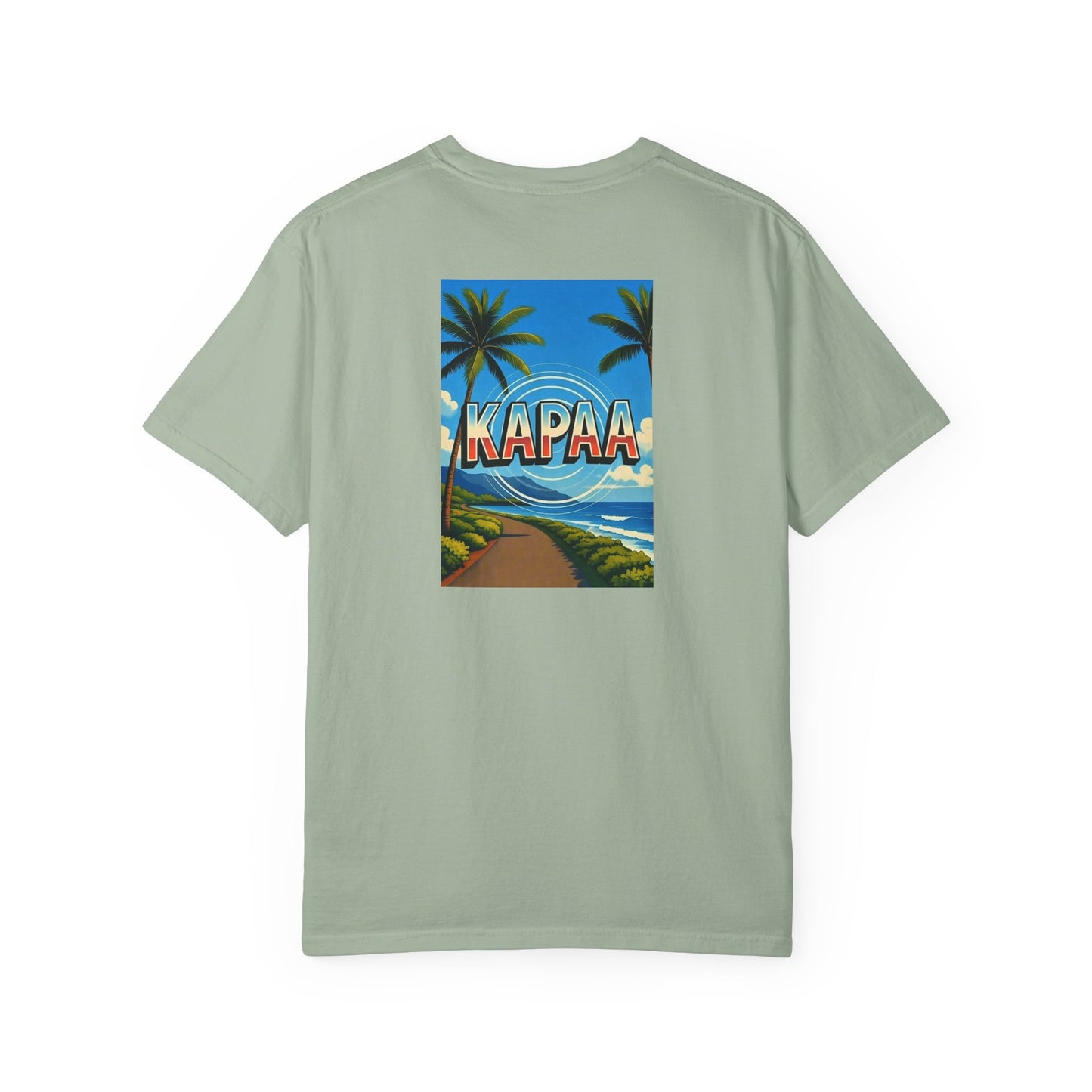 Kapaa Hawaii Vintage Retro Back Printed Art Series Cotton Tee - Black Logo