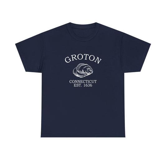 Groton Connecticut Vintage Retro Unisex Heavy Cotton Tee - White Logo