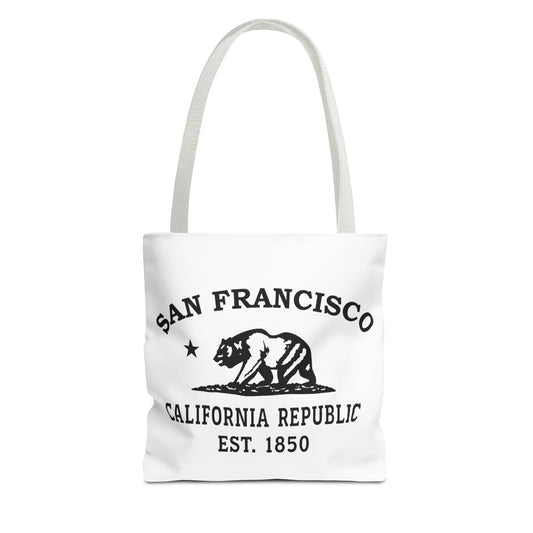 San Francisco California Vintage Retro Light Canvas Tote - Black Logo