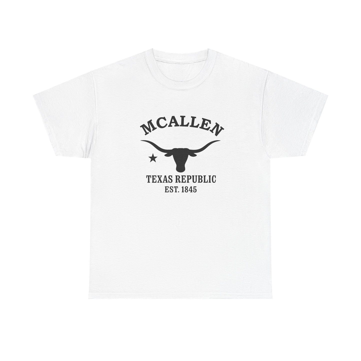 McAllen Texas Vintage Retro Unisex Heavy Cotton Tee - Black Logo
