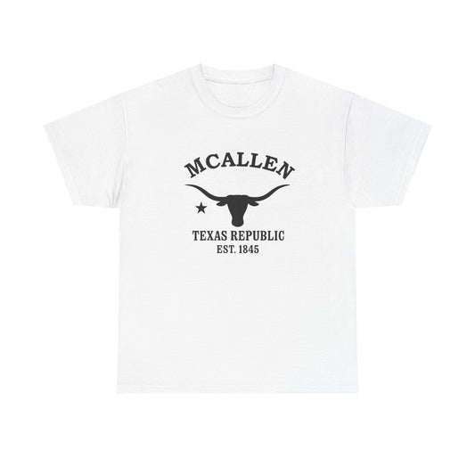 McAllen Texas Vintage Retro Unisex Heavy Cotton Tee - Black Logo