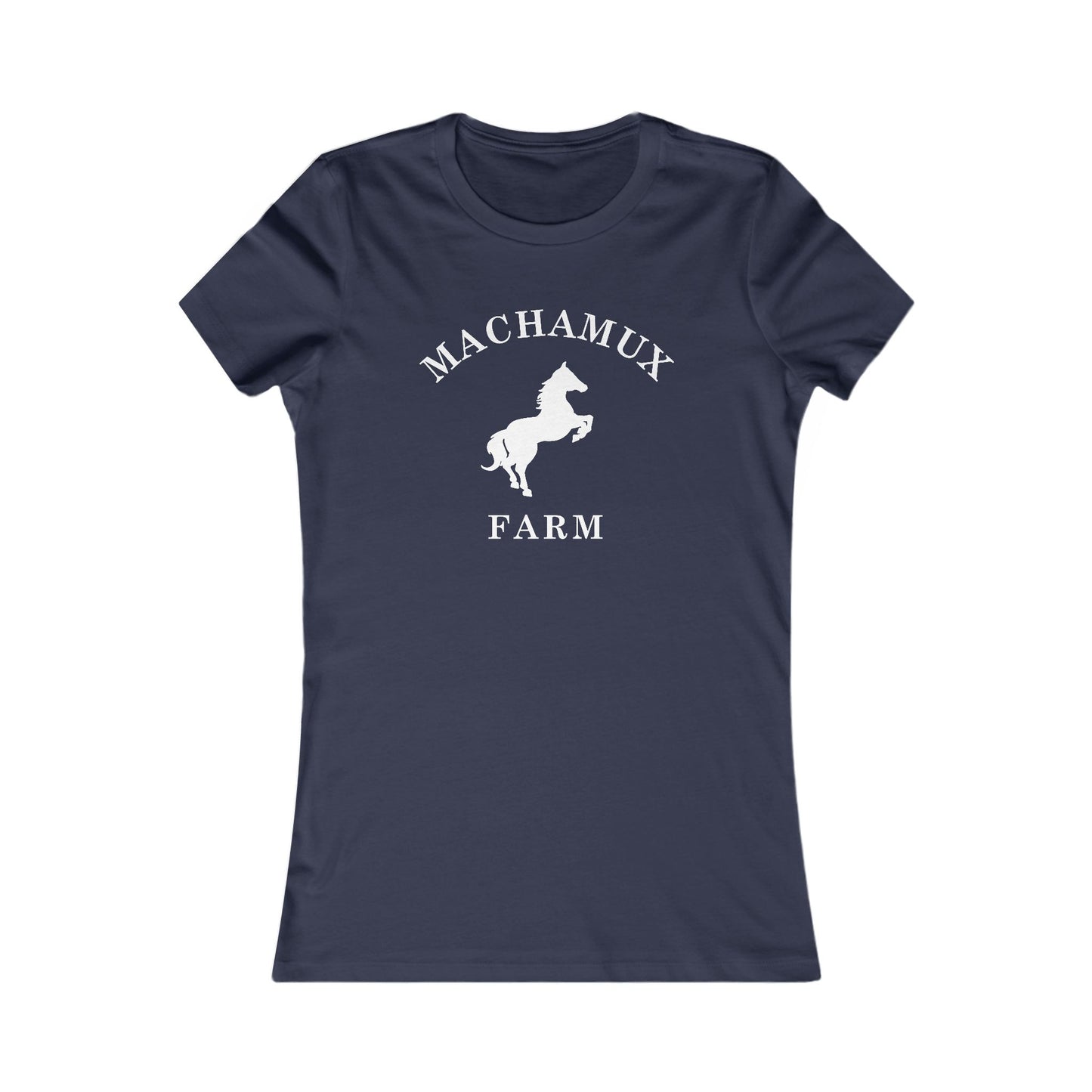Machamux Farm Vintage Retro Womens Fitted Ringspun Cotton Tee - White Logo