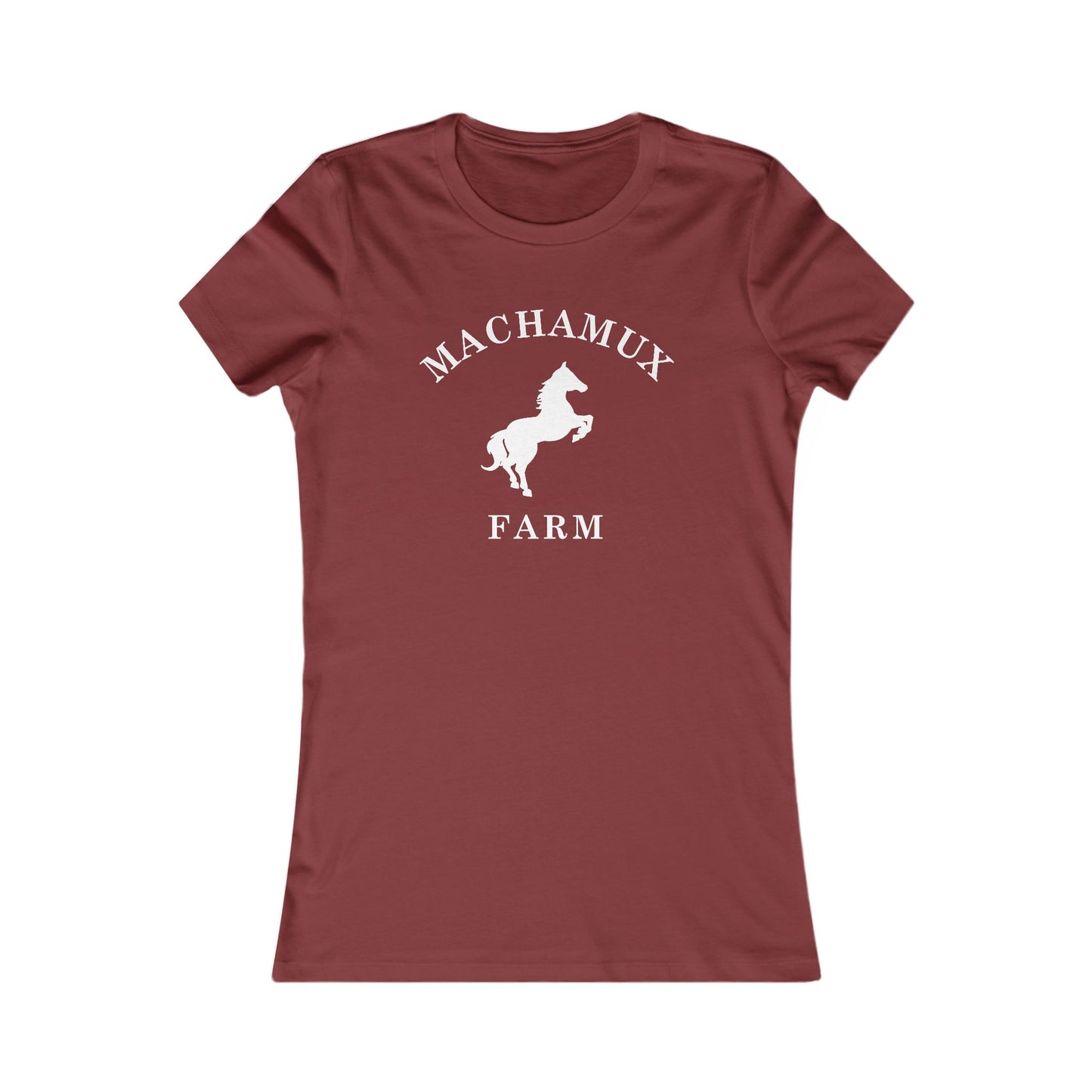Machamux Farm Vintage Retro Womens Fitted Ringspun Cotton Tee - White Logo