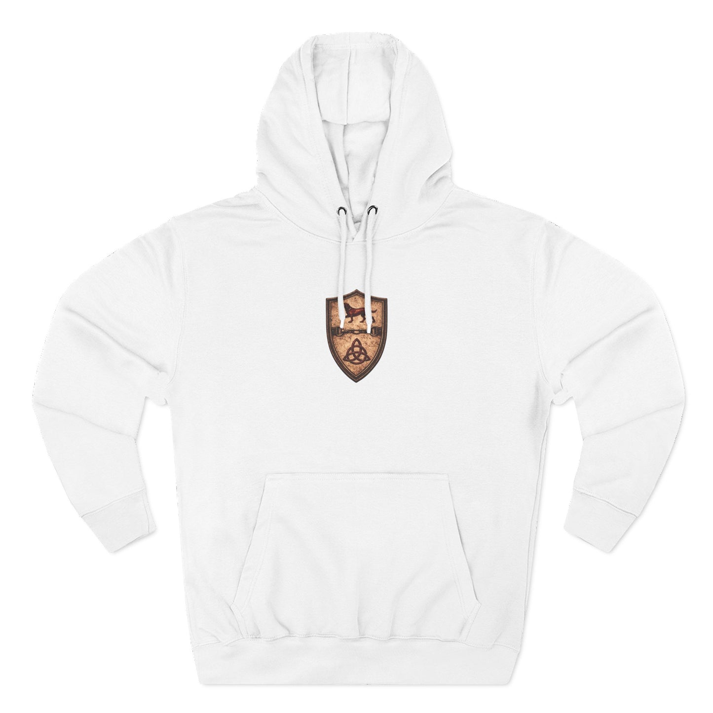 №108 Knight Crest Heavy Cotton Hoodie · Live Your Best Knight · Temperantia Fiducia Perseverantia