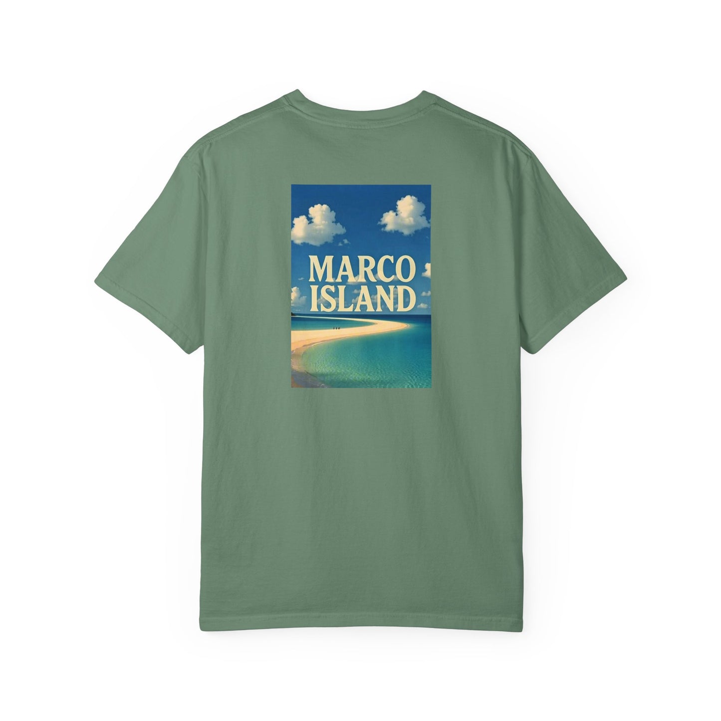 Marco Island Florida Vintage Retro Back Printed Art Series Cotton Tee - Black Logo