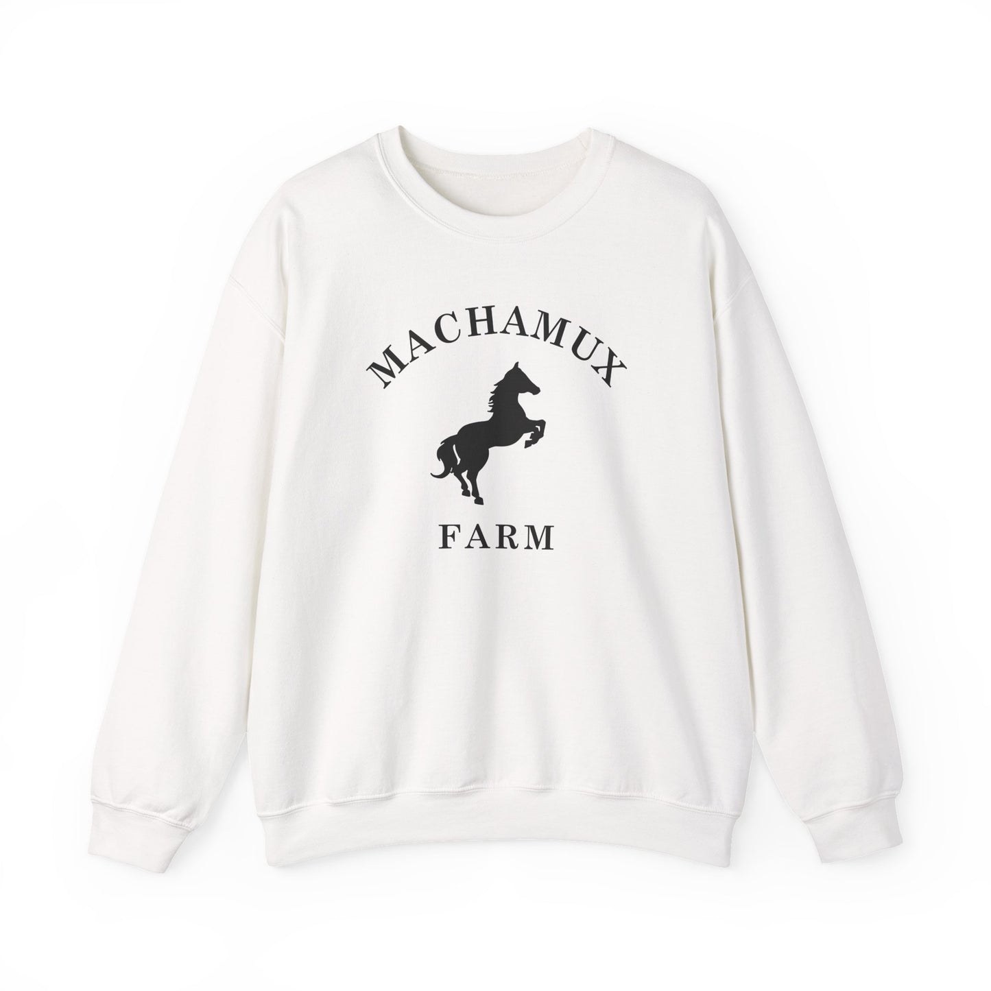 Machamux Farm Vintage Retro Unisex Heavy Crewneck Sweatshirt - Black Logo