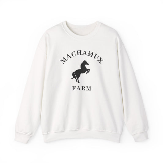 Machamux Farm Vintage Retro Unisex Heavy Crewneck Sweatshirt - Black Logo