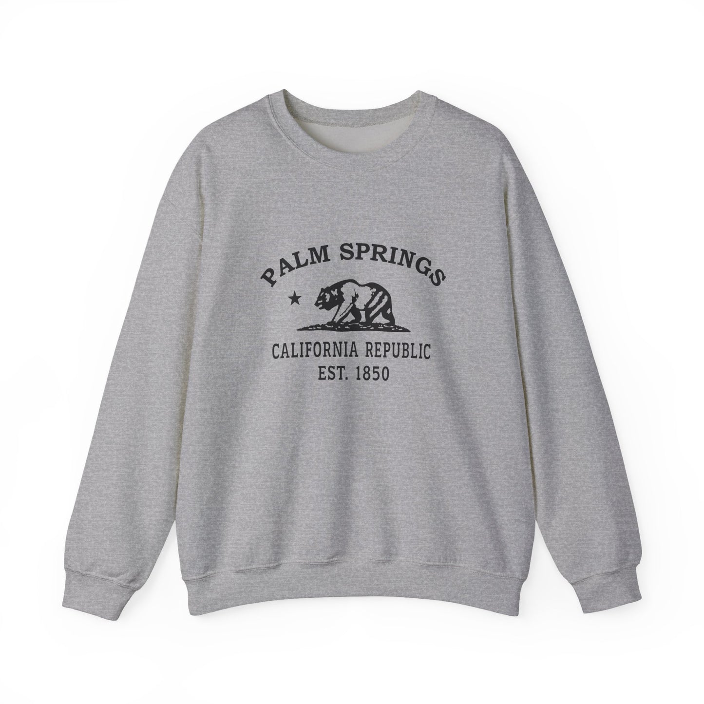Palm Springs California Vintage Retro Unisex Heavy Crewneck Sweatshirt - Black Logo