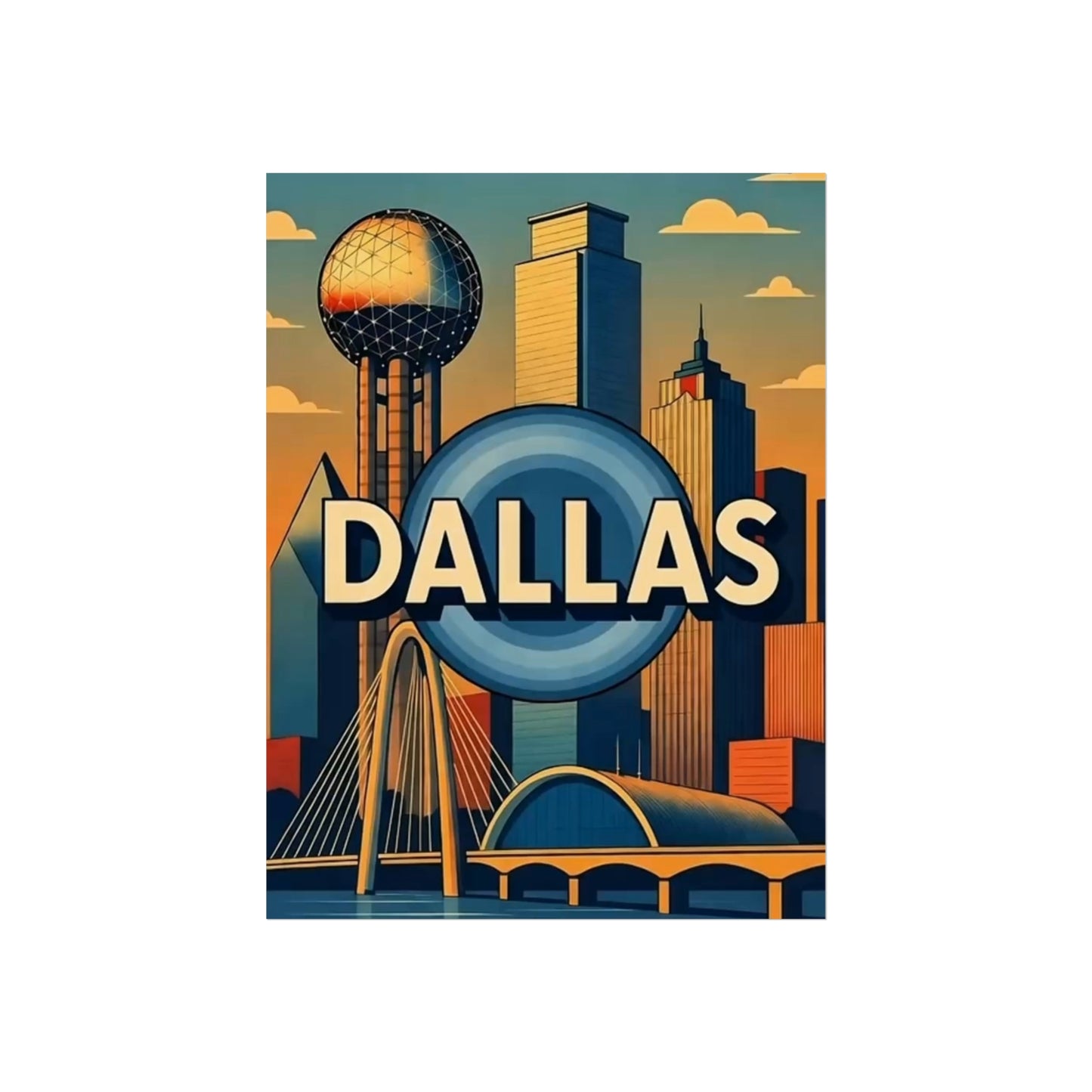 Dallas Texas Vintage Retro Giclée Print Art Series Poster