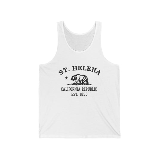 St Helena California Unisex Cotton Jersey Tank Top - Black Logo