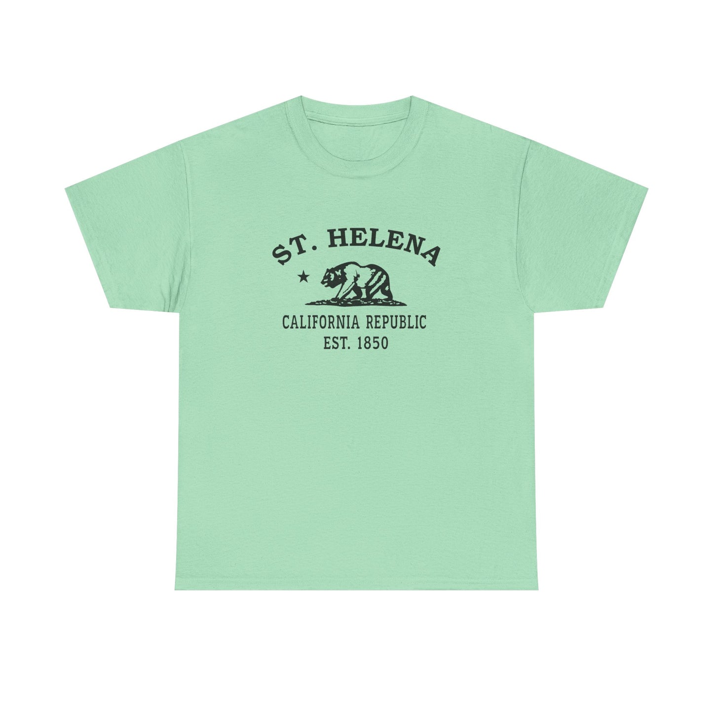 St Helena California Vintage Retro Unisex Heavy Cotton Tee - Black Logo