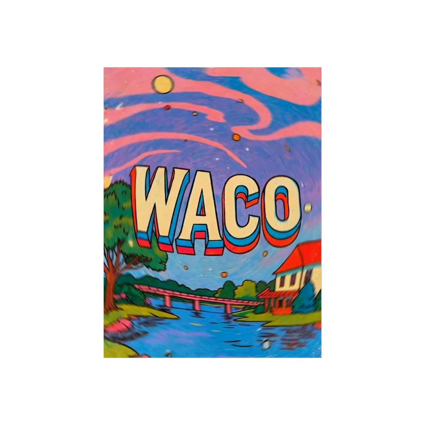 Waco Texas Vintage Retro Giclée Print Art Series Poster