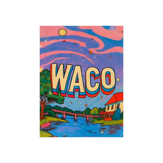 Waco Texas Vintage Style Giclée Print Art Series Poster, 24" x 32" (Vertical)