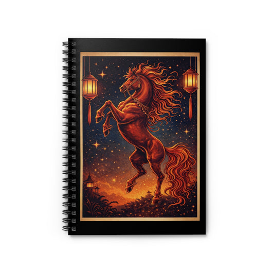 Zodiac Year of the Horse (2026+) Vintage Retro Art Series Spiral Ruled Journal