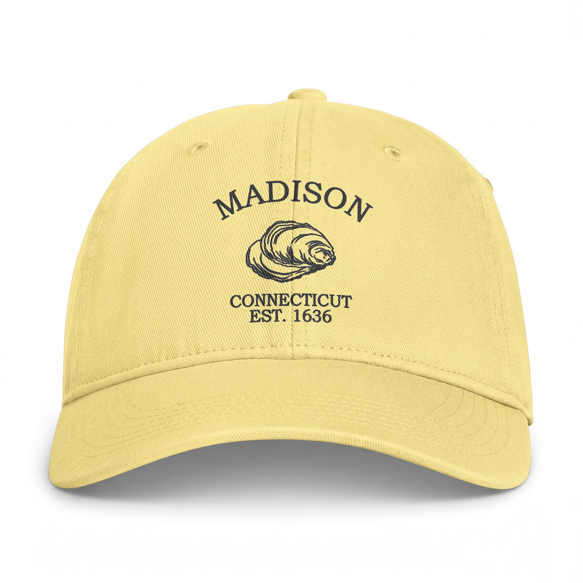 Madison Connecticut Distressed Cotton Cap - Charcoal Print Logo