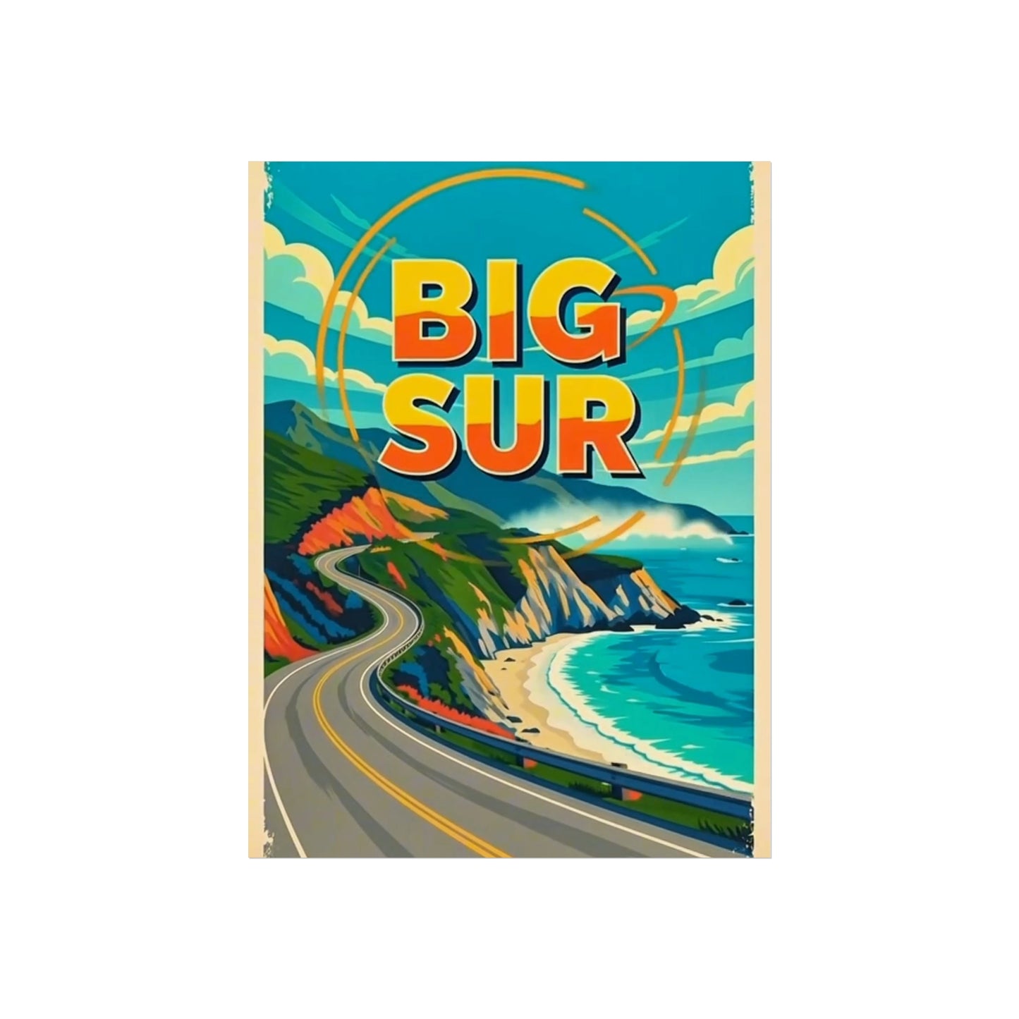 Big Sur California Vintage Retro Giclée Print Art Series Poster