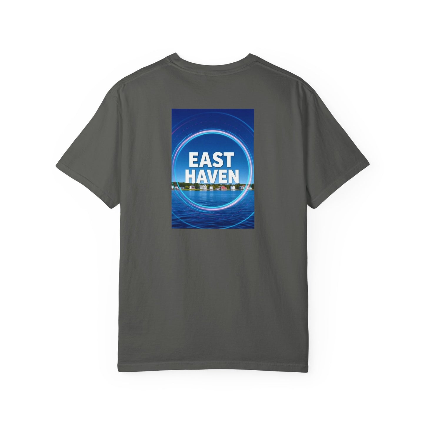 East Haven Connecticut Vintage Retro Back Printed Art Series Cotton Tee - Black Logo