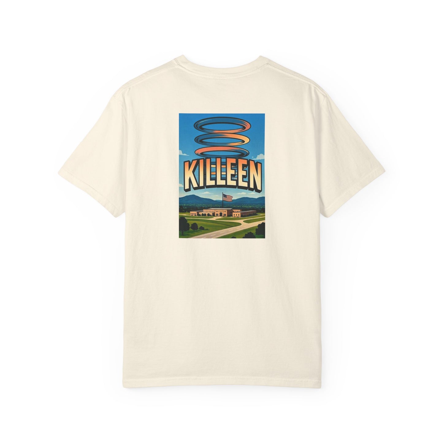 Killeen Texas Vintage Retro Back Printed Art Series Cotton Tee - Black Logo