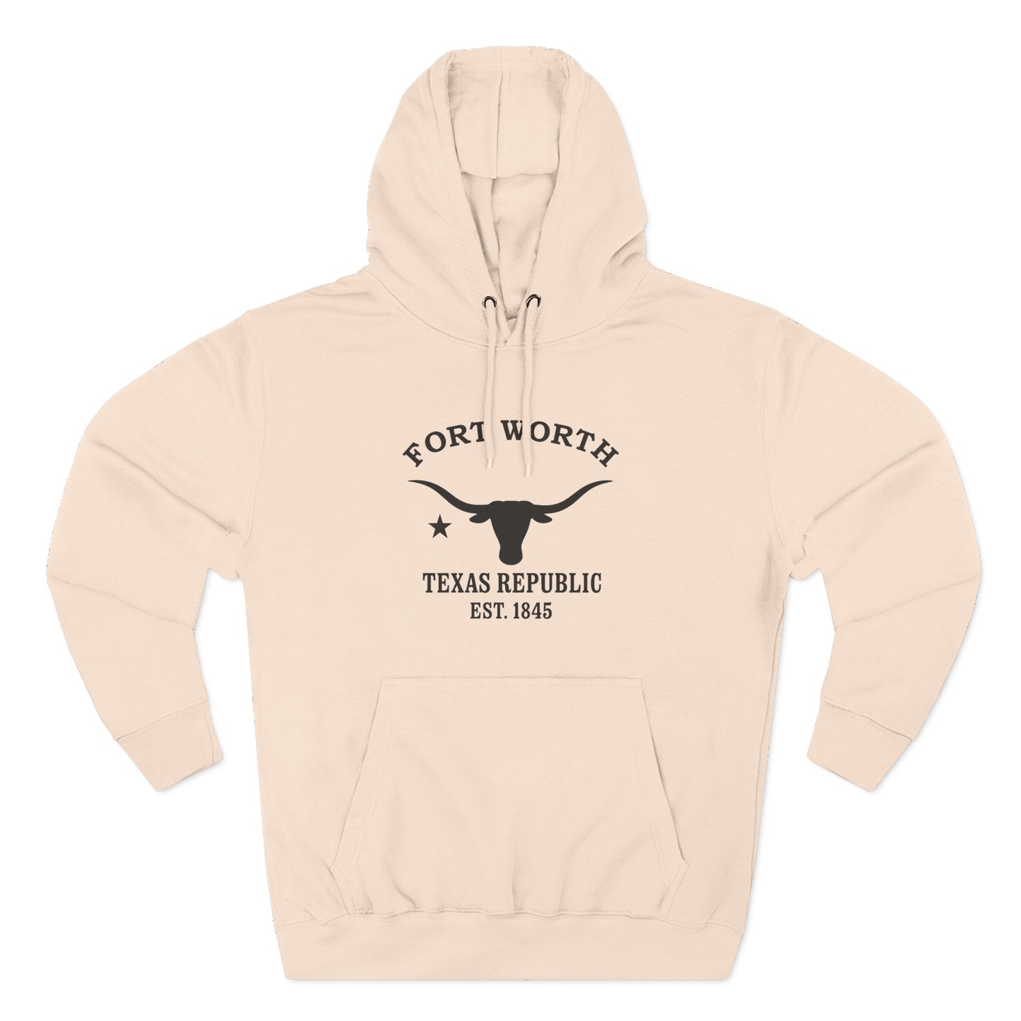 Fort Worth Texas Vintage Retro Unisex Heavy Cotton Hoodie - Black Logo