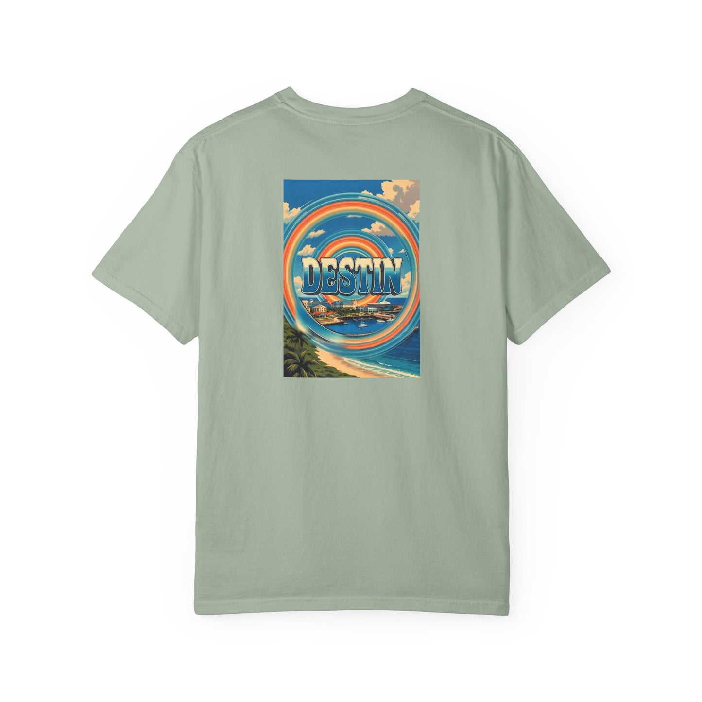 Destin Florida Vintage Retro Back Printed Art Series Cotton Tee - Black Logo