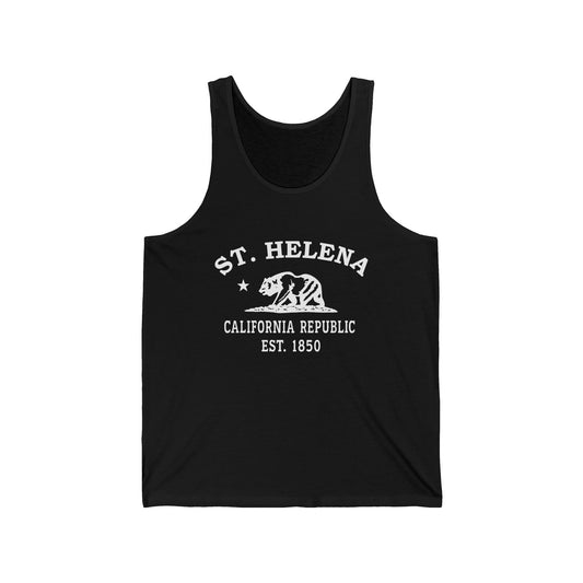 St Helena California Unisex Cotton Jersey Tank Top - White Logo