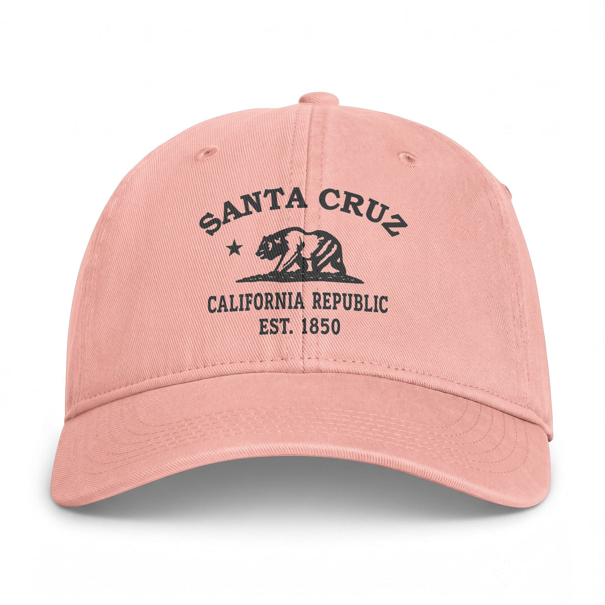Santa Cruz California Distressed Cotton Cap - Charcoal Print Logo