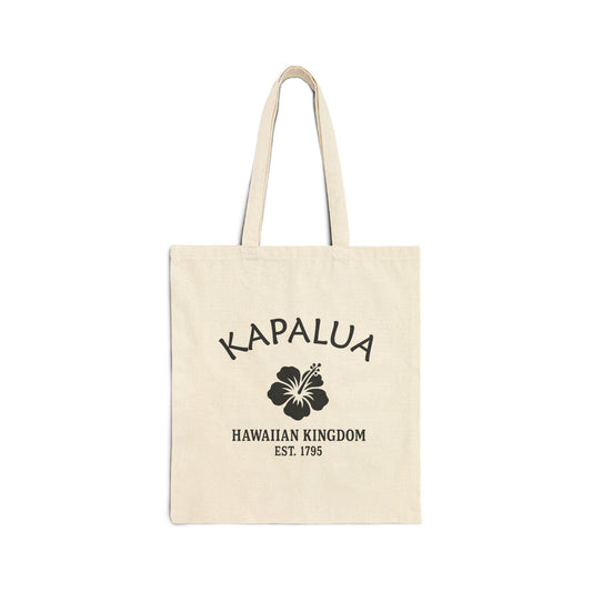Kapalua Hawaii Vintage Retro Cotton Canvas Tote Bag - Black Logo