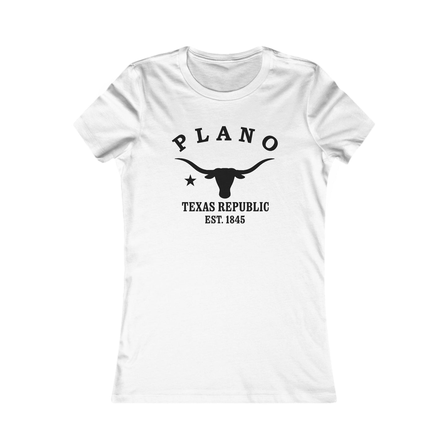 Plano Texas Vintage Retro Womens Fitted Ringspun Cotton Tee - Black Logo