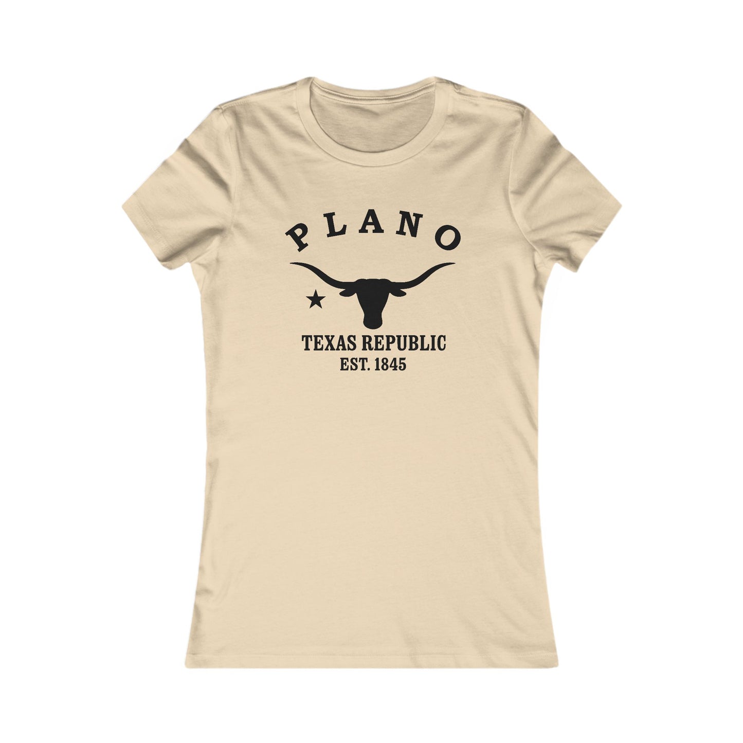 Plano Texas Vintage Retro Womens Fitted Ringspun Cotton Tee - Black Logo