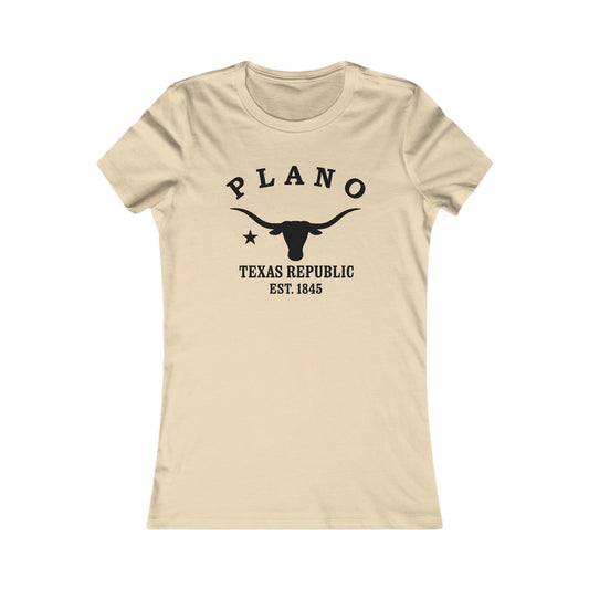 Plano Texas Vintage Retro Womens Fitted Ringspun Cotton Tee - Black Logo