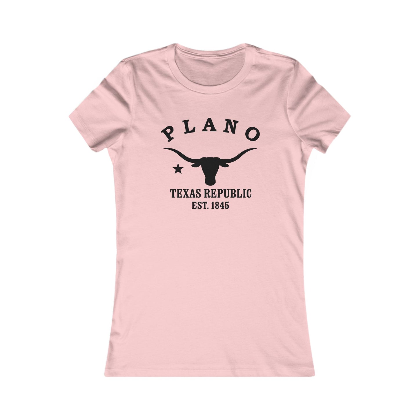 Plano Texas Vintage Retro Womens Fitted Ringspun Cotton Tee - Black Logo