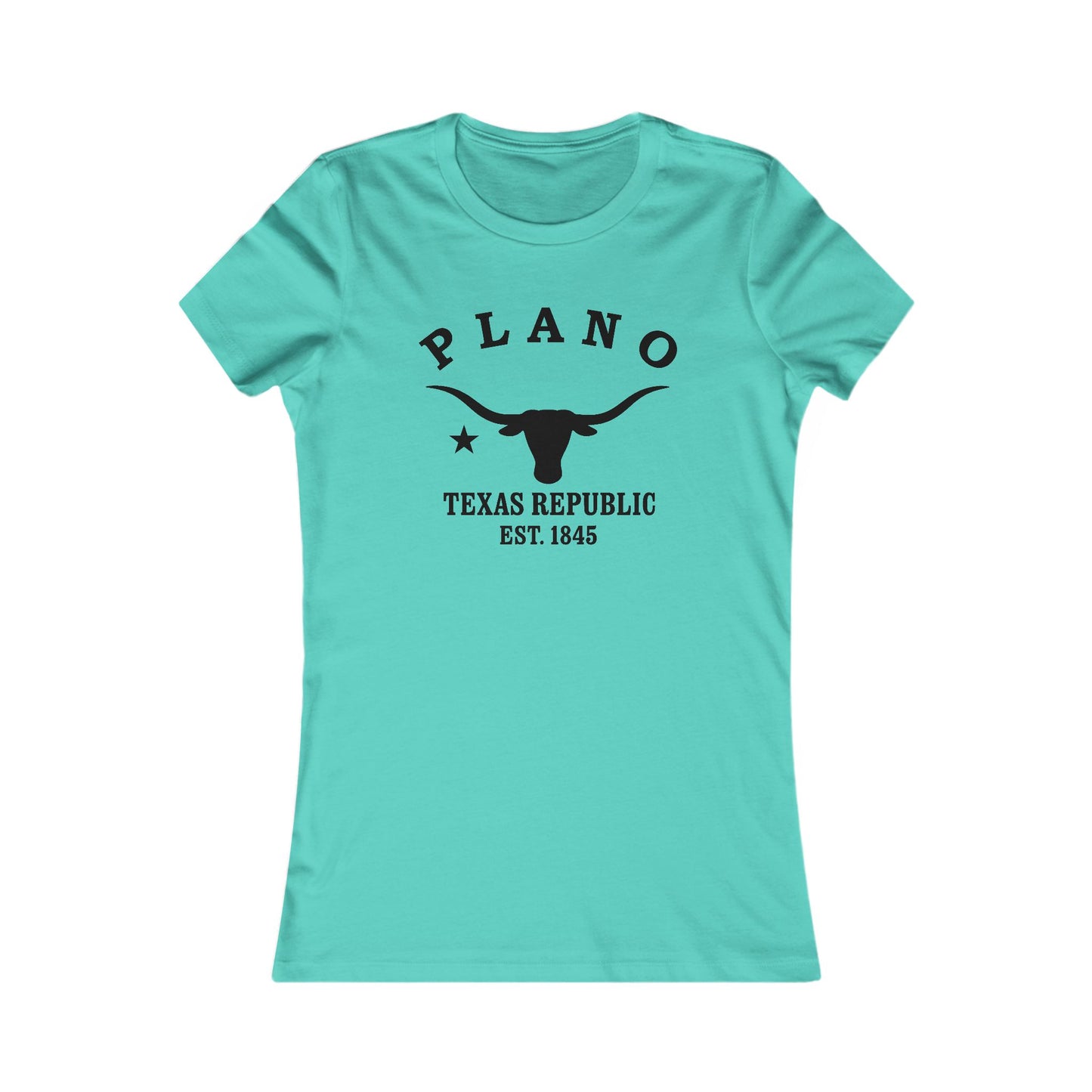 Plano Texas Vintage Retro Womens Fitted Ringspun Cotton Tee - Black Logo