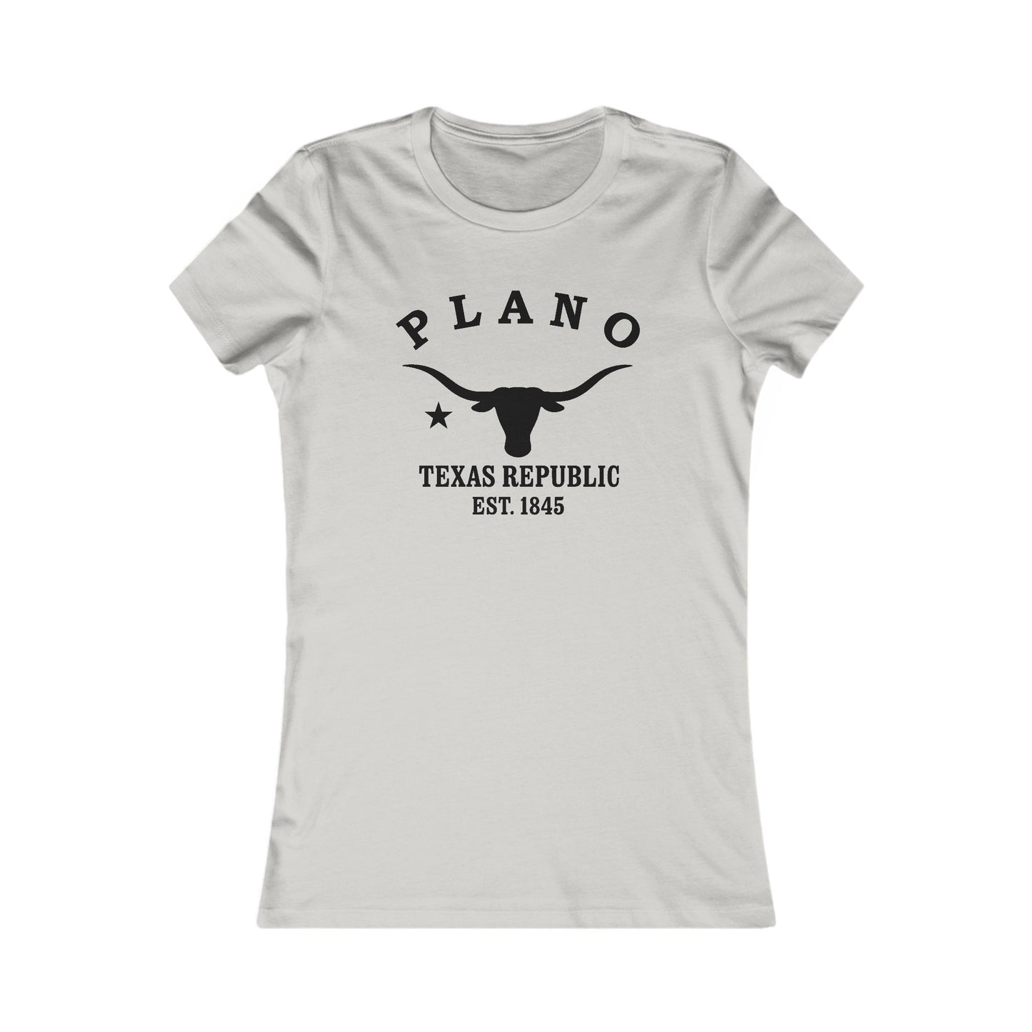 Plano Texas Vintage Retro Womens Fitted Ringspun Cotton Tee - Black Logo
