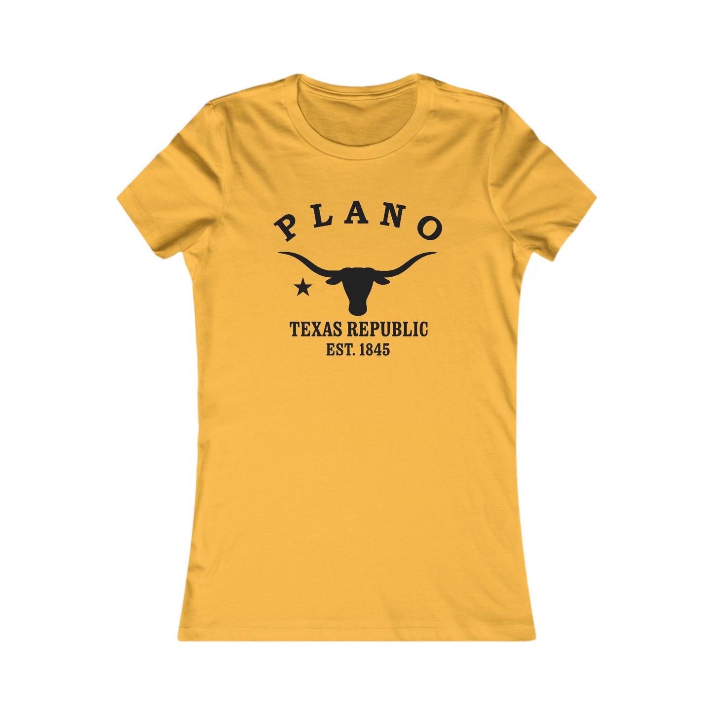 Plano Texas Vintage Retro Womens Fitted Ringspun Cotton Tee - Black Logo