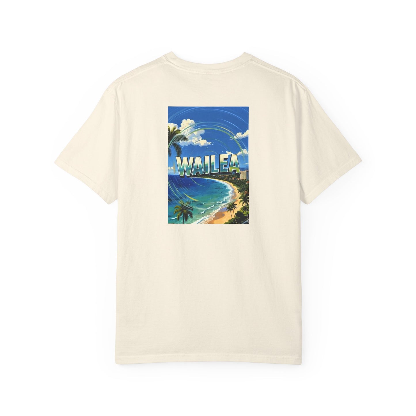 Wailea Hawaii Vintage Retro Back Printed Art Series Cotton Tee - Black Logo