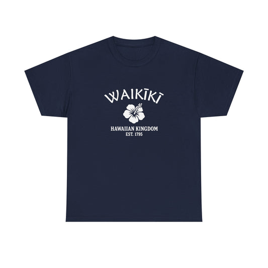 Waikiki Hawaii Vintage Retro Unisex Heavy Cotton Tee - White Logo