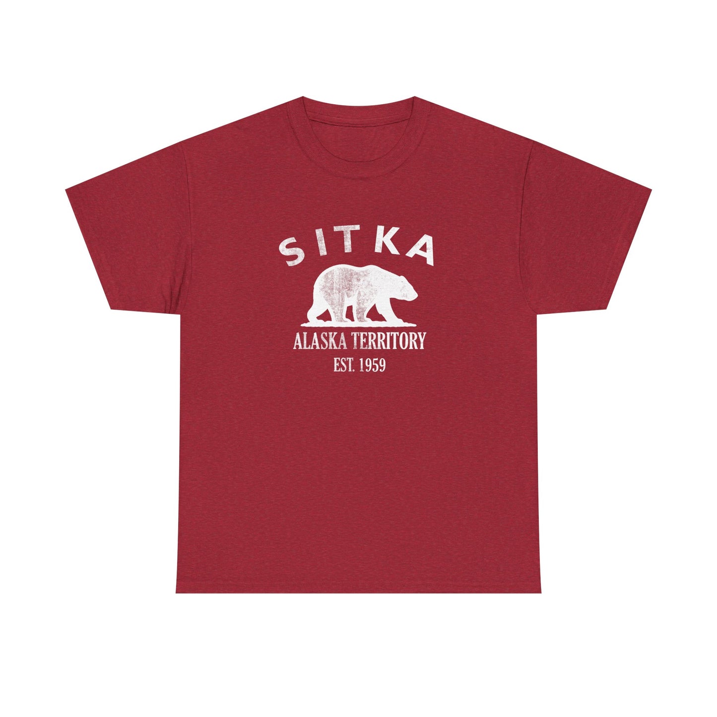 Sitka Alaska Vintage Retro Unisex Heavy Cotton Tee - White Logo